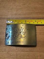 Vintage Collectible Rectangular Historical Japanese Dragon Gold-Tone Belt Buckle