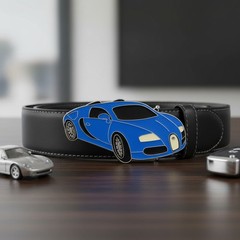 NEW Men Women Fashion Silver Metal Belt Buckle Blue Racing Luxury Car Day Wear