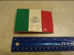 Mexico Mexican Flag Red White Green Eagle Coat of Arms Silver Belt Buckle