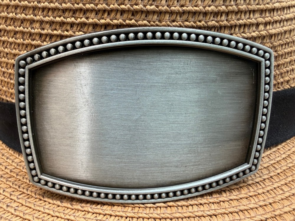 Simple Western Cowboy Antiqued Silver Rectangle Dotted Belt Buckle