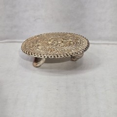 Vtg Crumrine El Arturo Bronze Western Belt Buckle Gold Floral Scroll Rope Edge