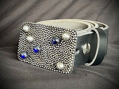 “Galaxy” Industrial Gothic Blue Stone Belt Buckle OOAK Darren McNeese