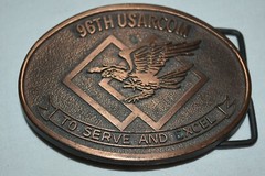 SOLID metal Copper? 96th USARCOM SOARING EAGLE BELT BUCKLE AMERICA EUC