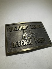 VINTAGE FIREARMS LEGAL DEFENSE FUND BRASS BELT BUCKLE