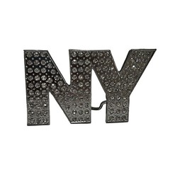 Y2K New York Bedazzled Rhinestone Crystal Belt Buckle Streetwear