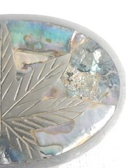 VTG Belt Buckle Mexican Abalone Inlay Silver Marijuana Leaf 420 Weed Cannabis
