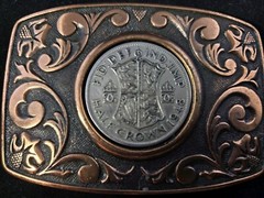 Vintage Collectible Copper-Color Belt Buckle – UK Half Crown 1948 Coin Insert