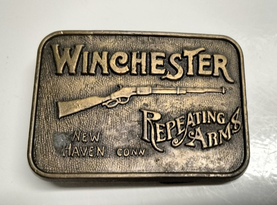 Winchester Men&rsquo;s Metal Belt Buckle Silver 1.5in Fit Western Guns Logo
