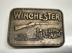 Winchester Men&rsquo;s Metal Belt Buckle Silver 1.5in Fit Western Guns Logo