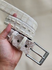 3.8CM White 100% Genuine,Real Leather Skin Mens Belt Pin Buckle-Customize