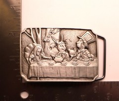Vintage Design Solid Pewter Alice in Wonderland Tea Party Belt Buckle – USA Made