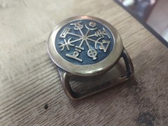 Vintage 1974 Tech Ether Guild Inc Rhumb Brass Belt Buckle