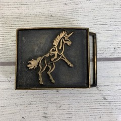 1980 J. Zerah Unicorn Handmade Solid Brass Belt Buckle Vintage Rare Horse