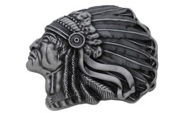 Men Women Dark Silver Metal Buckle Native American Indian Head Cowboys Fashion