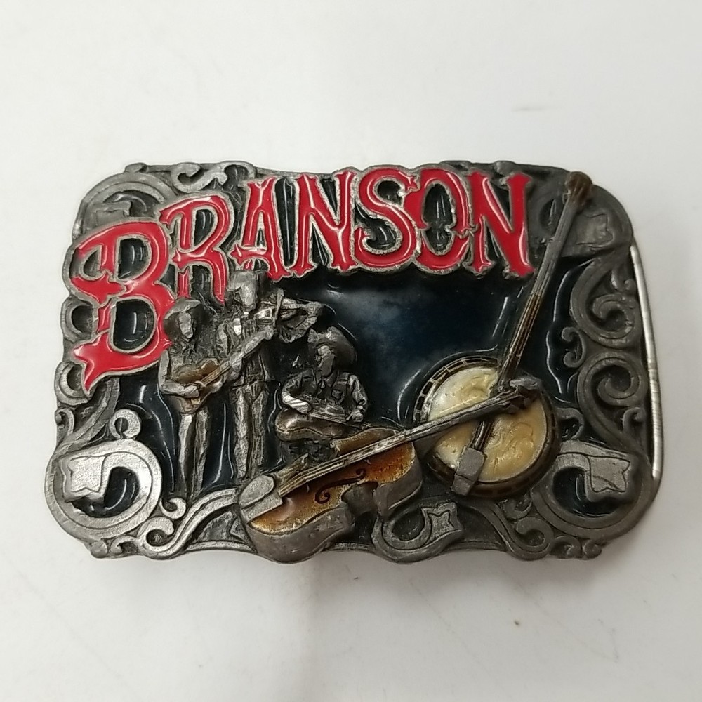 BRANSON MISSOURI Belt Buckle BC-0007~Enamel Banjo Fiddle~Big Cabin Wholesale #77