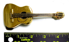 Vintage 1978, Solid Brass, Baron Belt Buckle Country Western Guitar, Free Ship