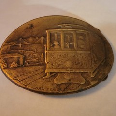 VTG San Francisco Cable Car Belt Buckle Brass 1970s BOHO Hippie