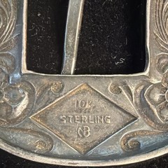Vintage 10k & Sterling Silver Engraved Floral Western Belt Buckle Antique Finish