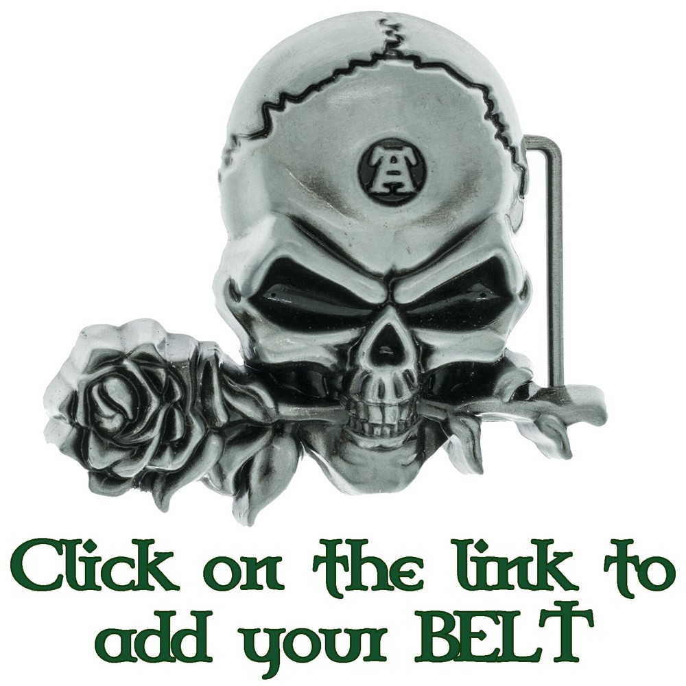 Belt Buckle Biker pewter style Metal Gothic Alchemist Black Rose Celtic