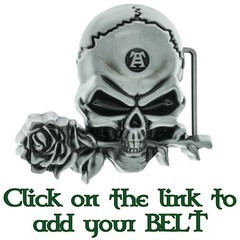 Belt Buckle Biker pewter style Metal Gothic Alchemist Black Rose Celtic