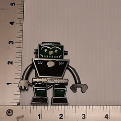 GREEN & SILVER ROBOT Metal Belt Buckle