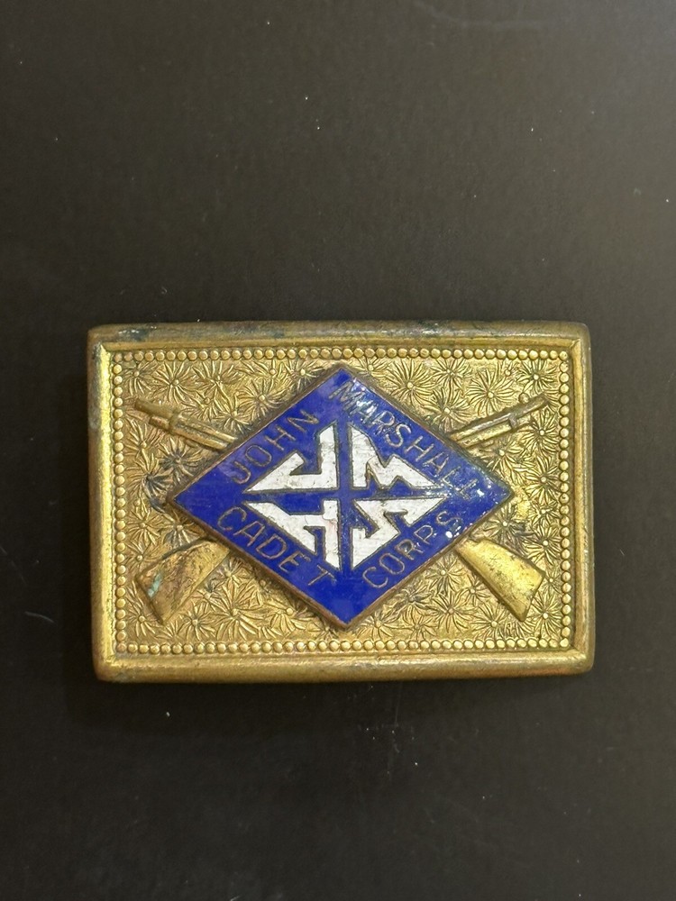 Vintage Rare 1930’s John Marshall Cadet Corps Richmond VA Enameled Belt Buckle
