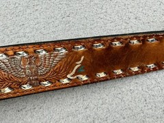 The Great American Buckle Co ENAMEL EAGLE 1243 Belt Buckle W/ Belt USA VTG 1983