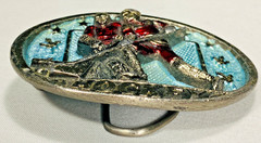 Vintage HOCKEY 1982 THE GREAT AMERICAN BUCKLE Metal w/Color #1061 CLEAN! NICE!!
