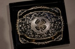 Crumrine Western Belt Buckle Trophy Buckle 4 H Clover 2 Ribbons 38404