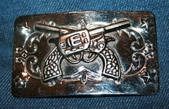 3&Prime; x 1-1/2&Prime; Silvertone Metal Gun Belt Buckle