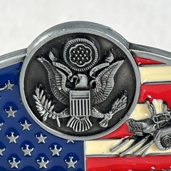 United States Army Belt Buckle American Soldier Silver Tone U.S. Flag
