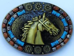 NEW HORSE HEAD WESTERN MULTICOLOR COWBOY ANIMAL 3-D BELT BUCKLE