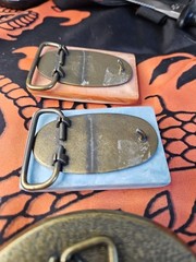3 Vintage CAMEO belt buckles Horse, Train, and Hunting Dog. Robert Nemith