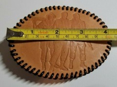 Leather Oval Soldiers Stamped Belt Buckle