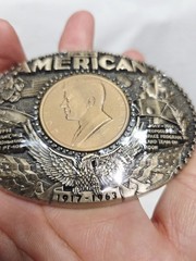 Rainy Mountain An American JFK Bronze Medal Solid Brass Belt Buckle COA Box NOS