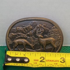 Indiana Metal Craft Oval Western Deer Buck Mountain Scene Belt Buckle Bronze E97