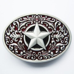 Flower Star Western Red Enamel Metal Fashion Belt Buckle