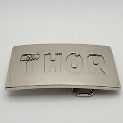 The Mighty THOR Solid Metal Men&rsquo;s Belt Buckle Silver Shiny Chrome Marvel 2011