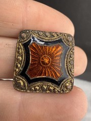 Vintage Women’s Buckle Set Art Deco Inspired Gold Tone Enamel