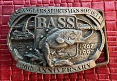 Bass Anglers Sportsman Society Belt Buckle 30th Anniversary Made In Canada