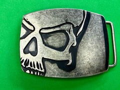 Creepy Skull Engraved Halloween Cosplay Gothic Punk Silver Color Belt Buckle