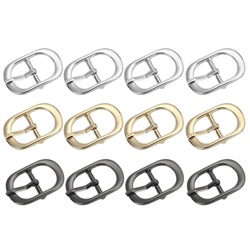 12Pcs 0.7&Prime; Single Prong Metal Roller Pin Belt Buckles Black/Silver/Light Gold