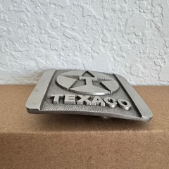 Vintage Texaco 1983 Pewter Belt Buckle Circle Star Logo