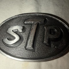 Vintage STP Corporation Advertising Belt Buckle Silver Tone Auto Racing Promo