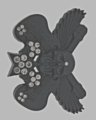 Skull Belt Buckles Black Metal Vintage Halloween Party Music Guitars Rhinestones