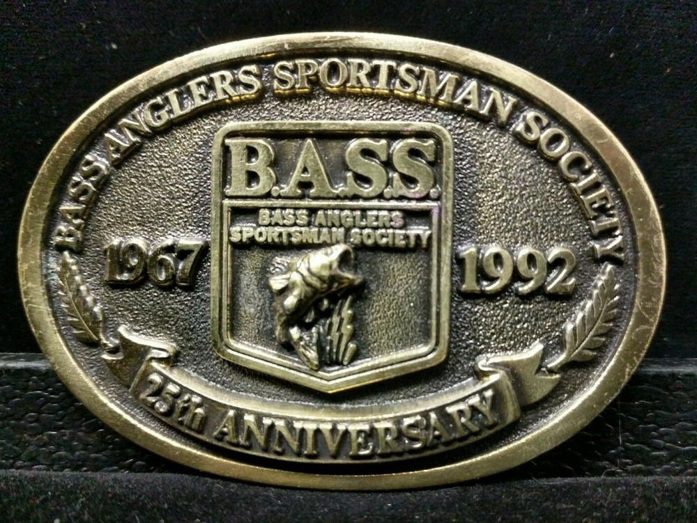 Vintage 1992 Bass Anglers Sportsman Society 25 Anniversary Belt Buckle Outdoors