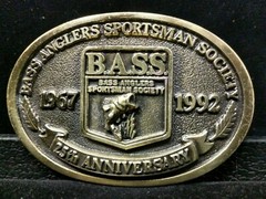 Vintage 1992 Bass Anglers Sportsman Society 25 Anniversary Belt Buckle Outdoors