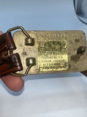 Shambu Mexico Eagle Leather Belt And Brass Buckle 35” Long 1.5” Wide