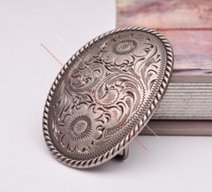 Men Retro Silver Cowboy Floral Engraved Western Belt Buckle Fit 35MM Strap