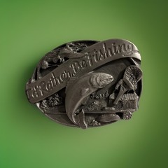 Vintage Siskiyou “I’d Rather Be Fishing” Pewter Belt Buckle 1985